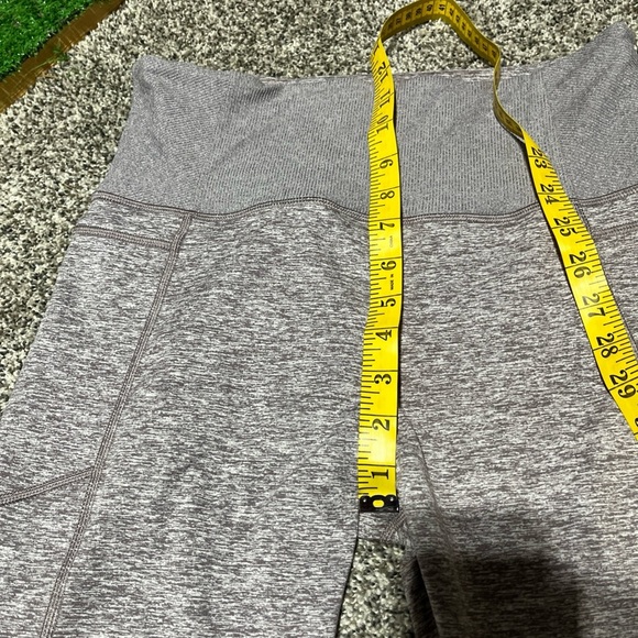 Athleta Exhale Stash Pocket Heel Tight High Rise Gray Purple Leggings M Note - Picture 5 of 13